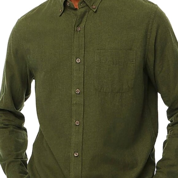 J. Crew Factory Men's Brushed Twill Shirt, Large, Heather Evergreen, EUC - Picture 3 of 6